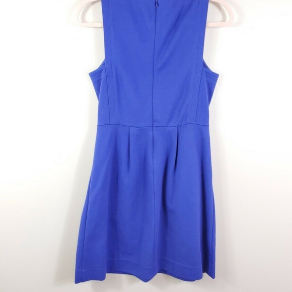 MADEWELL womens Abroad royal blue sleeveless structured fit flare dress - Picture 2 of 6